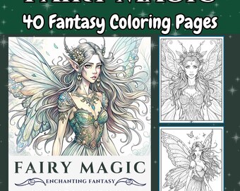 Fairy Coloring Book: 40 Whimsical Fantasy Designs (PDF Download)