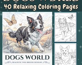 Dog Breeds Coloring Book: 40 Relaxing Designs (PDF Download)