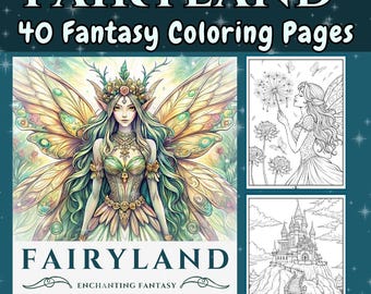 Fairyland Coloring Book: 40 Fantasy Fairy Designs (Digital Download)