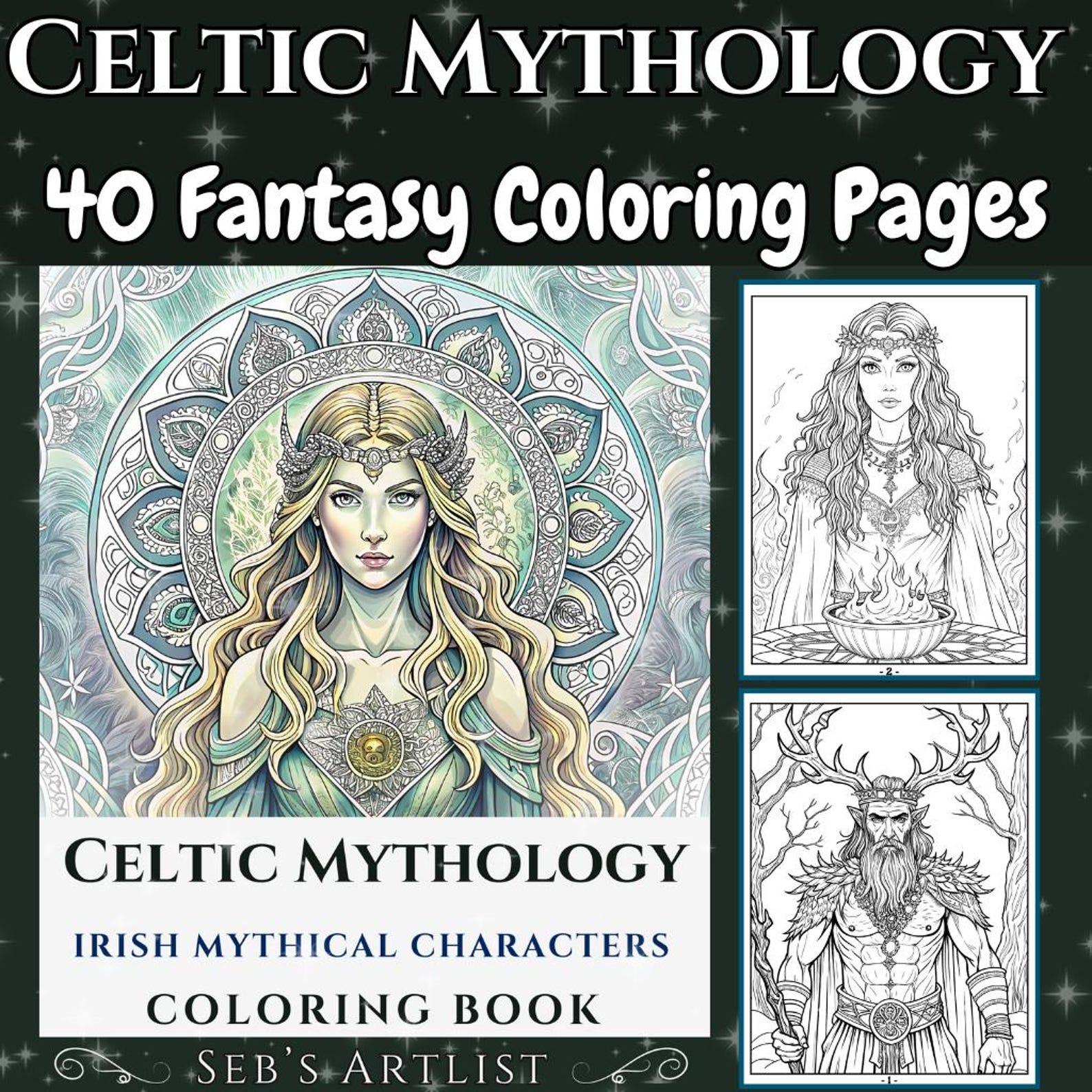 celtic mythology coloring printable on etsy