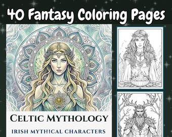 Celtic Mythology Coloring Book: 40 Fantasy Irish Designs (Digital Download)