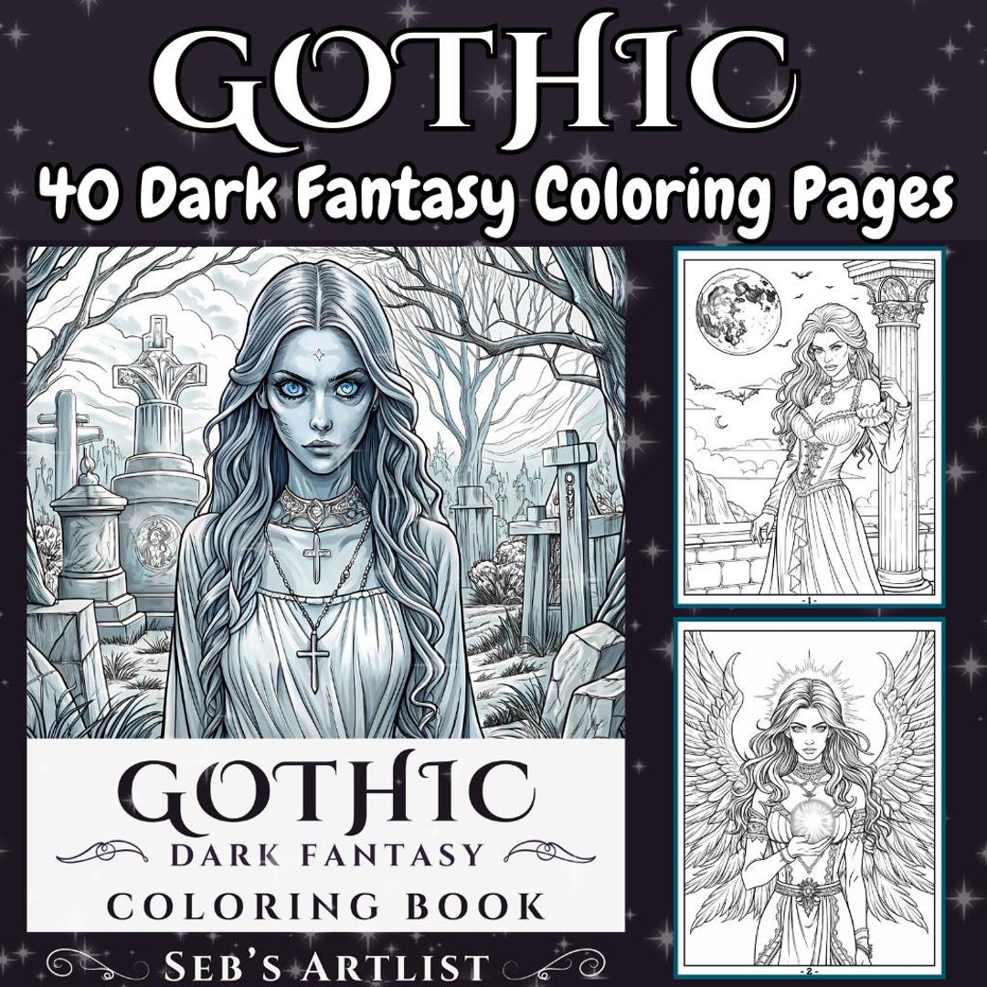Gothic Coloring Book: Dark Fantasy Coloring Pages for Adults Relaxation ...