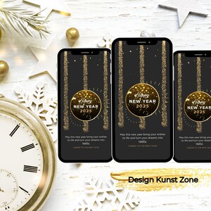 Digitale Silvestergrüße - Neujahrsgrüße | eCard Einladung | Perfekt für WhatsApp und E-Mail | Feierlich und Modern | Happy New Year