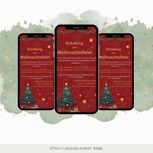 Digitale Einladung zur Weihnachtsfeier | eCard für WhatsApp, Facebook, Instagram  & E-Mail | Stilvoll und Festlich | Rotes Design