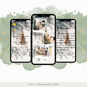 Digitale Karte Ein festlicher 3-in-1 Weihnachtsgruß | eCard Weihnachtsgrüße mit Fotos zum Versenden per WhatsApp, Merry Christmas