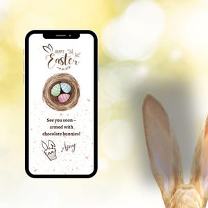 Digitale eCard Ostergrüße | Ostergruß für Familie, Kinder & Kollegen | Osterkarte für WhatsApp | Download und Canva-Vorlage