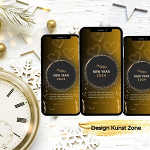 Digitale Silvestergrüße - Neujahrsgrüße | eCard Einladung | Perfekt für WhatsApp und E-Mail | Feierlich und Modern | Happy New Year