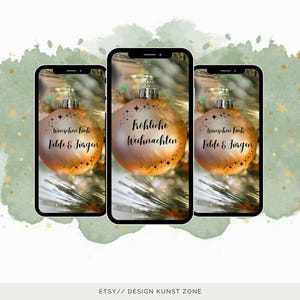 Digitale kerstkaart Gouden Kerstbal | eCard Kerstgroet om te versturen via WhatsApp, Vrolijk Kerstfeest