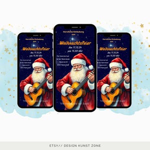 Digitale Einladung zur Weihnachtsfeier | eCard für WhatsApp, Facebook, Instagram  & E-Mail | Stilvoll und Festlich |Weihnachtsmann