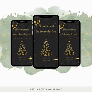 Digitaler Weihnachtsgruß | eCard in Gold & Schwarz | Perfekt für WhatsApp, Instagram und E-Mail | Feierlich und Modern| Tannenbaum