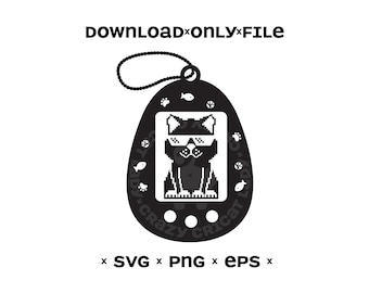 Tamagotchi Cool Cat Download-Only SVG, PNG, and EPS File. Perfect for 90s or Retro Themes