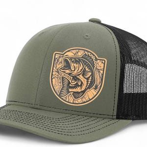 Largemouth Bass Trucker Hat: Leather Patch Richardson 112