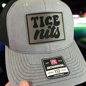 Funny Hat - Tice Nits Leather Patch Trucker Hat - Richardson 112 Adjustable Mesh Cap