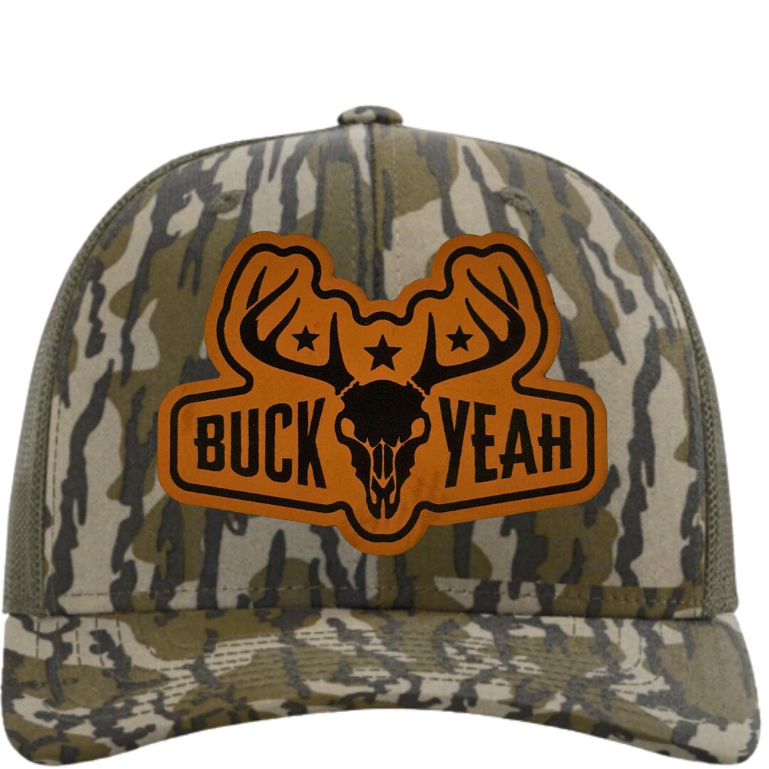 Buck Yeah Deer Hunting Trucker Hat, Engraved Leather Patch - Etsy