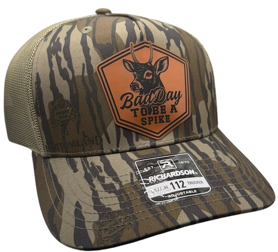 Bad Day to Be a Spike | Deer Hunting Hat | Rustic Outdoor Cap | Gift for Hunters, Richardson 112 Trucker Hat with Leather Patch