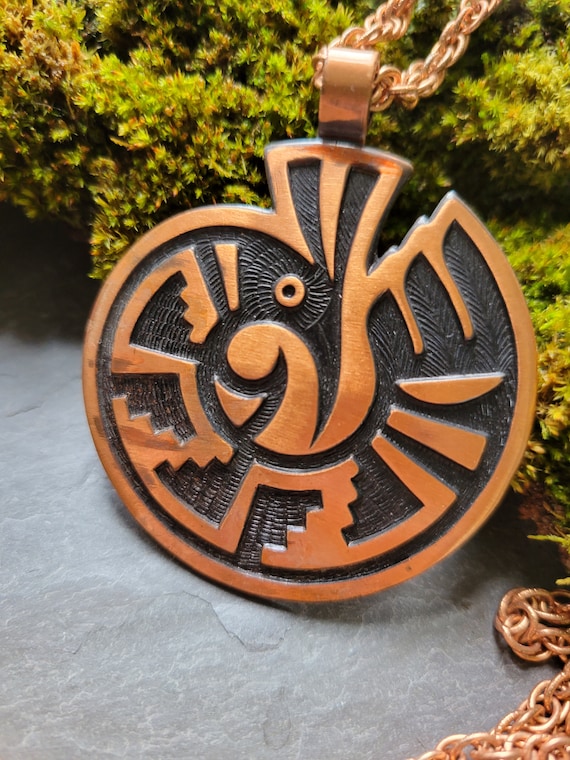 Vintage Aztec Bird Pendant from Coppercraft Guild