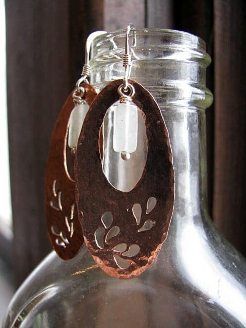 Copper Earrings With Prehnite Etsy