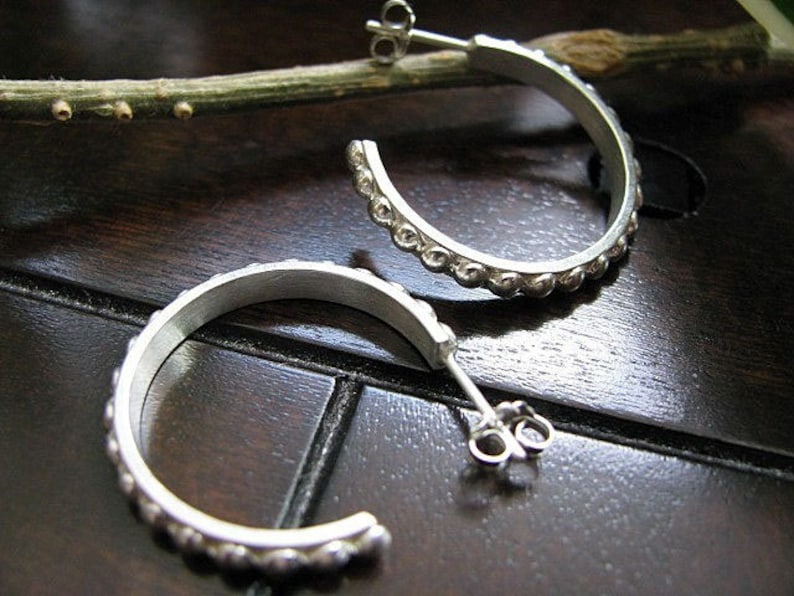 sterling silver beaded hoop earrings