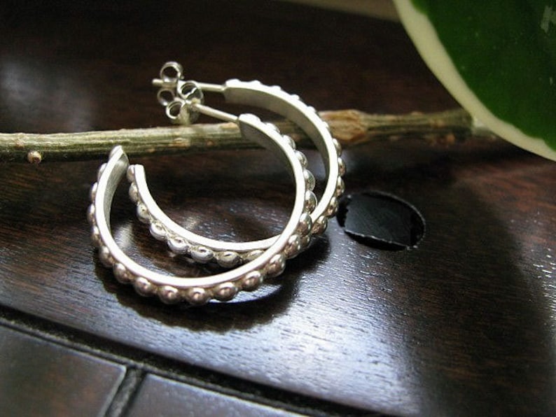 sterling silver beaded hoop earrings