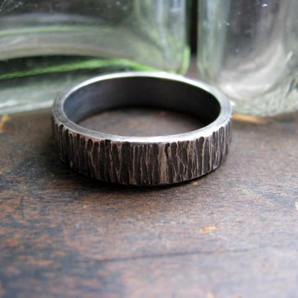 Men's Sterling Silver Tree Bark Ring