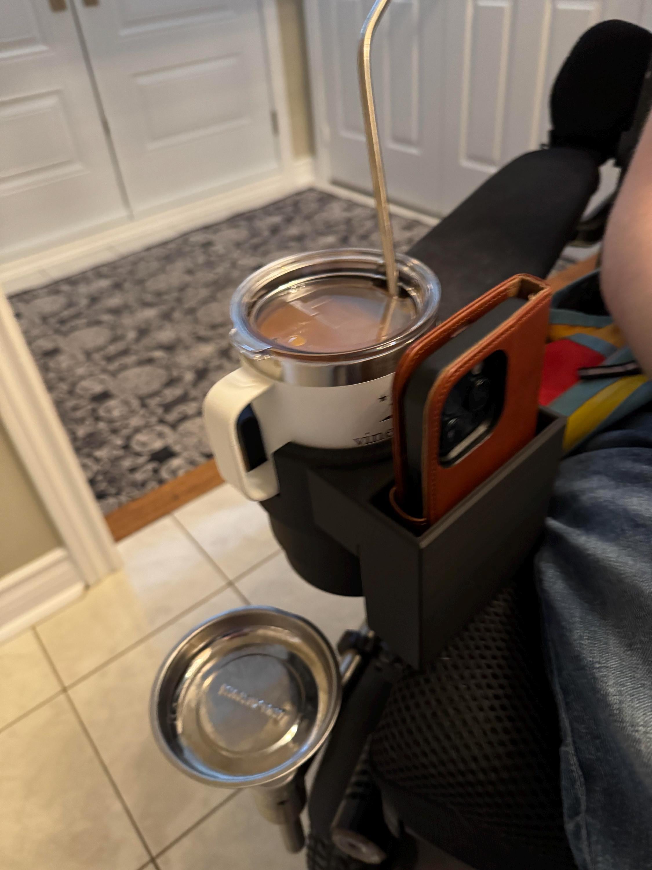 Cup Holder for Permobil Power Chair with Phone Holder
