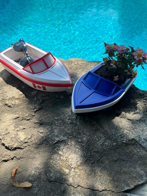 Nautical Boat Planter for Cottage Decor-Canada Day Boat Planter  - Cottage Storage Piece- Cottage Key Basket- Cottage Remote Basket