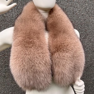 Luxurious Fox Fur Collar: Beige Handmade Stole, 40&quot; Saga Furs