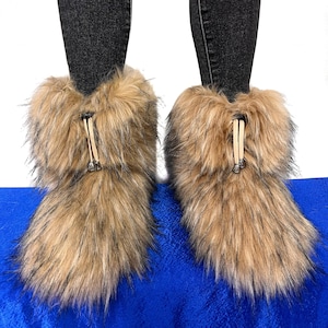 Faux Fur Boots Double Sided Fur Indoor and Outdoor 10&quot; (26cm) Height All inside lined in Fur
