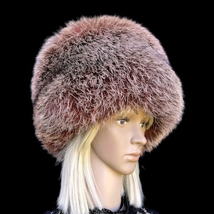 Luxurious Frost Fox Fur Hat: Brown Winter Bucket Hat