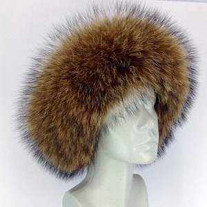 Luxurious Finn Raccoon Fur & Leather Roller Hat (57-59cm)