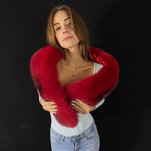 Luxurious Red Fox Fur Collar: Handmade Stole Scarf (51&quot; Length)