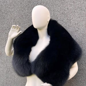 Luxurious Black Fox Fur Shawl: Handmade Neck Warmer (47&quot; Length)
