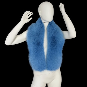 Luxurious Arctic Fox Fur Stole Big Fur Scarf Bluish Fur Collar Top-Quality Fur Wrap 51&quot; Inches (130cm)