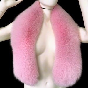 Luxurious Arctic Fox Fur Stole Big Fur Scarf Light Pink Fur Collar Top-Quality Wrap 47&quot; Inches (120cm)