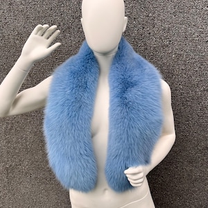 Premium Pure Blue Fox Fur Stole Boa Shawl Shoulder Wrap - Etsy