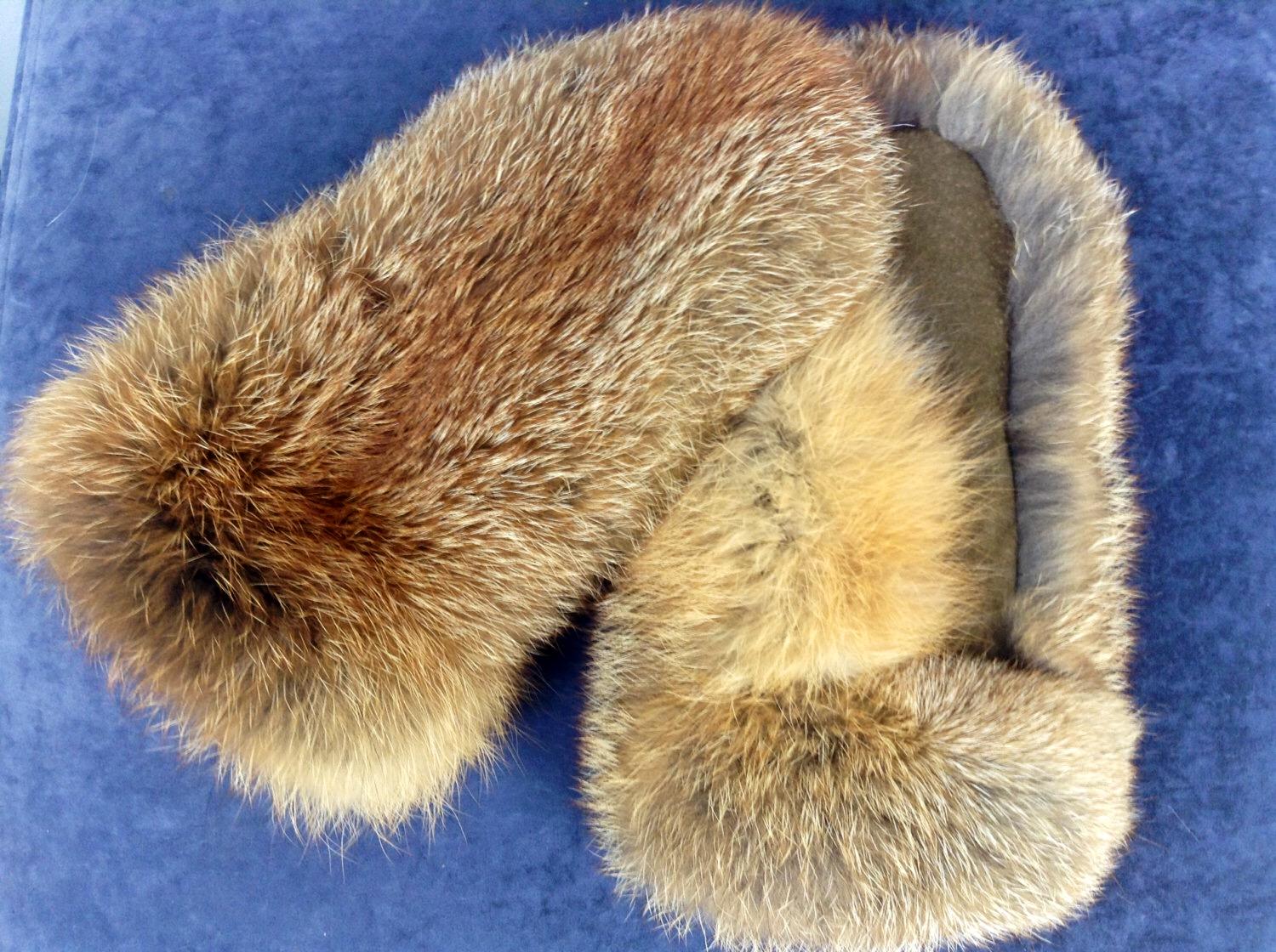 Guanti in pelle di montone con polsini in volpe – Guanti invernali beige in vera pelliccia fatti a mano in Grecia - Italia