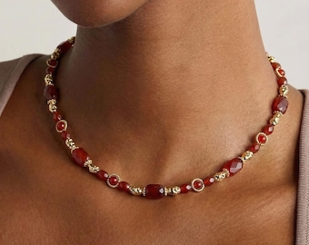 Genuine Ruby Necklace, 14k Gold Filled, Special Design, Luxury Jewelry, Gift for Her