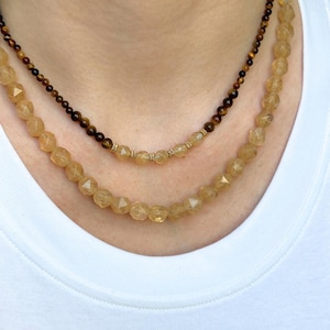 Citrine & Tiger&#39;s Eye Necklace: 14k Gold Filled Gemstone Jewelry