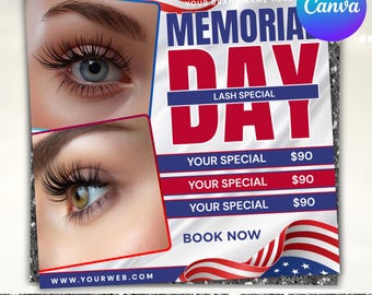 Memorial Day Booking Flyer, Memorial Day Flyer, Memorial Day Sale Flyer, Memorial Day Special Sale, Memorial Day Books Open, Canva Editable