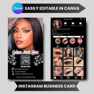 Instagram Visitenkarte, Visitenkarten Vorlage Design, Visitenkarte Vorlage, Beauty Künstler Zöpfe Haare Nägel Wimpern, QR, Canva Bearbeitbar