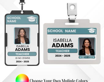 Customizable School ID Card Template: Canva Editable (Digital Download)