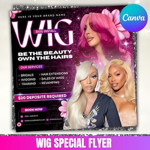 Wig Special Flyer: Hair Stylist Social Media Template (Canva Editable Digital Download