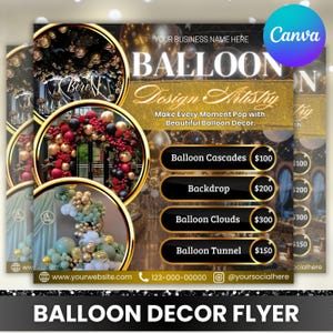 Modèle de Flyer déco ballon, publicité d'entreprise ballon, Flyer déco événement fête d'anniversaire bricolage, entreprise d'artiste ballon, toile modifiable