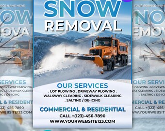 Flyer für Schneeräumarbeiten, Eisräumung Pflugplakat, Business Flyer, Schneeschaufel-Service-Anzeige, digitaler Download, Canva bearbeitbar