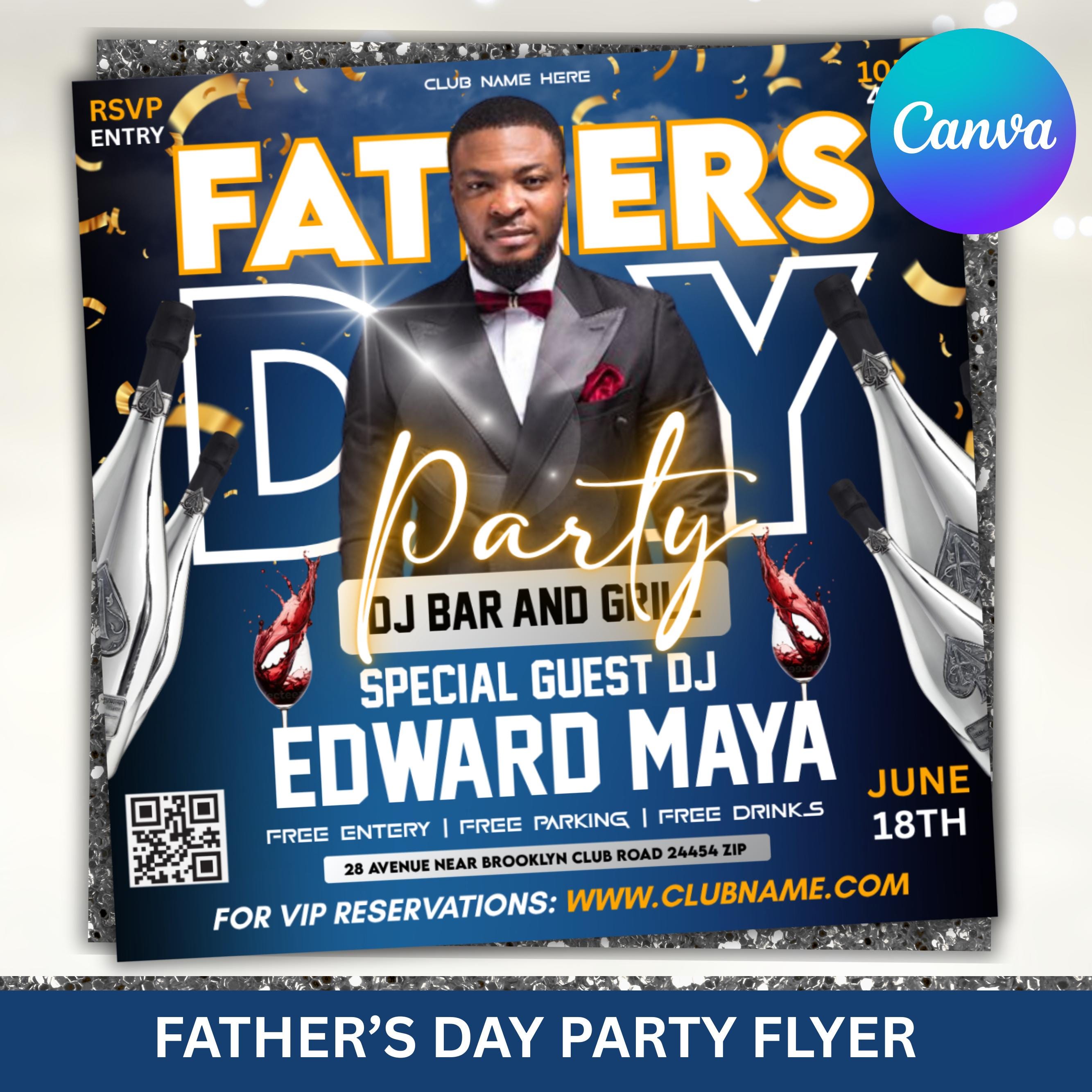 Father's Day Party Flyer: Editable Canva Template (Digital Download
