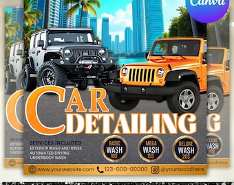 Car wash Flyer, Car Detailing Flyer, Car Cleaning Flyer, Automotive Services Flyer, Premade Flyer, Social Media Flyer, Canva Editable