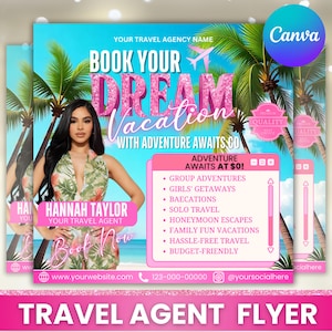 Travel Agent Flyer, Travel Agency, Business Flyer, Vacations Flyer, DIY Digital Travel Flyer, Social Media Flyer, Canva Editable