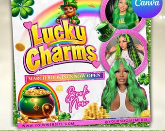 Boekingsfolder maart: St. Patrick's Day Hair & Beauty (canva bewerkbaar, digitale download)