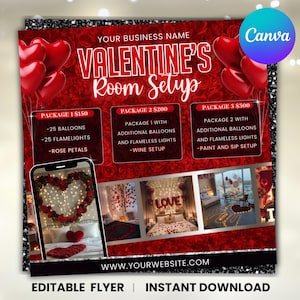 Valentine Room Setup Flyer: Editable Canva Template (Digital Download)