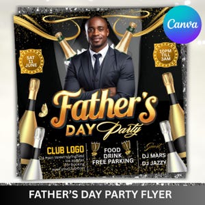 Father&#39;s Day Party Flyer: Editable Canva Template (Digital Download